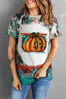 Pumpkin Graphic Round Neck Short Sleeve Tee king-general-store-5710.myshopify.com