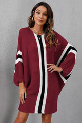 Ribbed Round Neck Long Sleeve Sweater Dress king-general-store-5710.myshopify.com