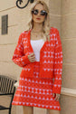 Geometric Dropped Shoulder Cardigan and Knit Skirt Set king-general-store-5710.myshopify.com