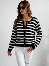 Woven Right Striped Button Front Cardigan king-general-store-5710.myshopify.com