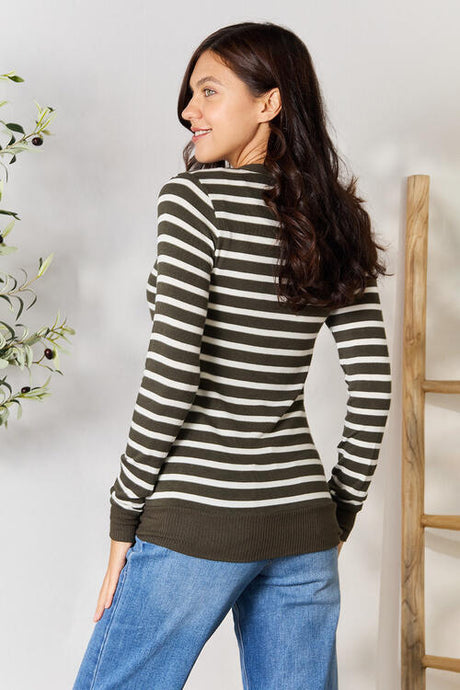 Zenana Full Size Striped Snap Down Cardigan king-general-store-5710.myshopify.com