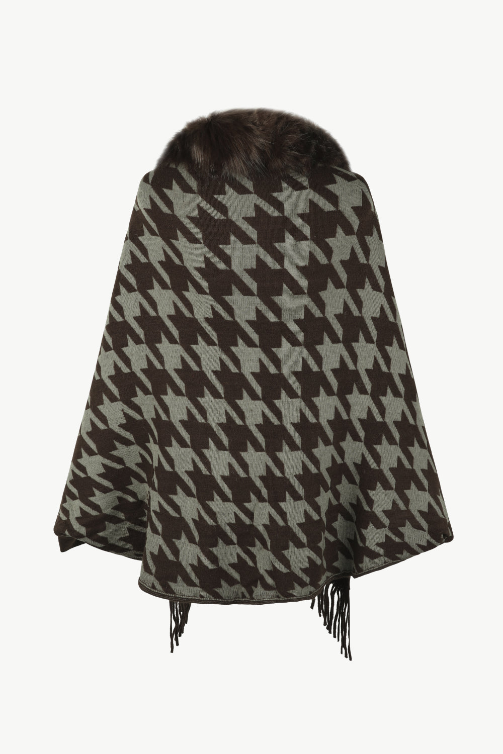 Houndstooth Fringe Hem Poncho king-general-store-5710.myshopify.com