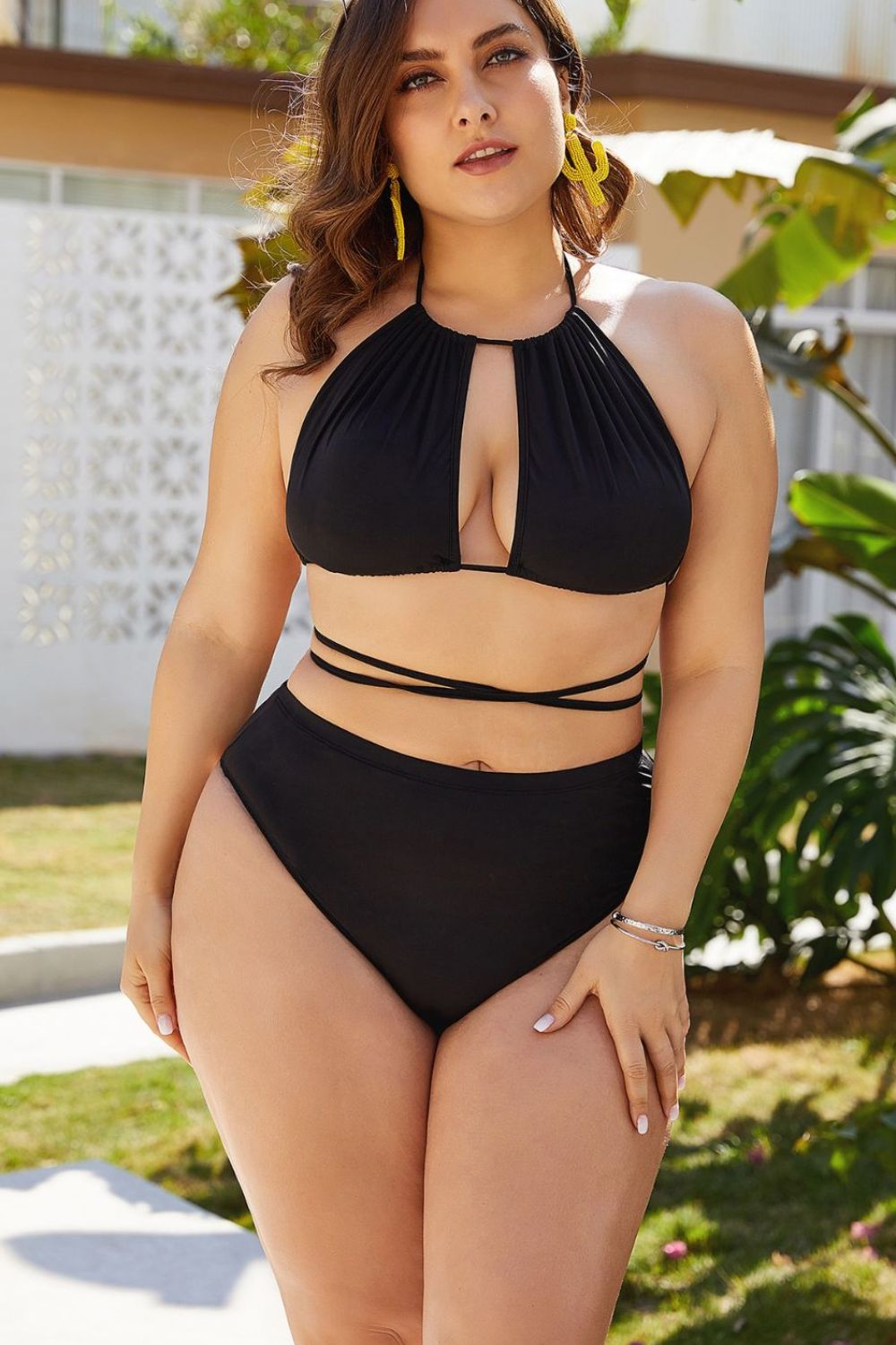 Plus Size Cutout Tied Backless Bikini Set king-general-store-5710.myshopify.com