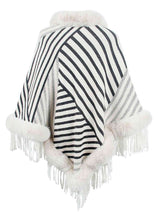 Striped Fringe Hem Poncho king-general-store-5710.myshopify.com