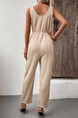 Textured Sleeveless Jumpsuit with Pockets king-general-store-5710.myshopify.com