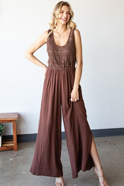 First Love Tie Back Sleeveless Slit Wide Leg Jumpsuit king-general-store-5710.myshopify.com