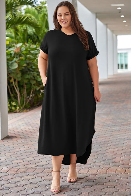 Plus Size V-Neck Short Sleeve Maxi Dress king-general-store-5710.myshopify.com