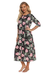 Printed Slit Night Dress with Pockets king-general-store-5710.myshopify.com