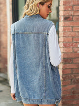 Collared Neck Sleeveless Denim Top with Pockets king-general-store-5710.myshopify.com