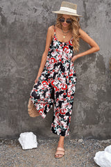 Botanical Print Spaghetti Strap Cropped Jumpsuit king-general-store-5710.myshopify.com