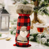 Christmas Graphic Plaid Wine Bottle Cover king-general-store-5710.myshopify.com