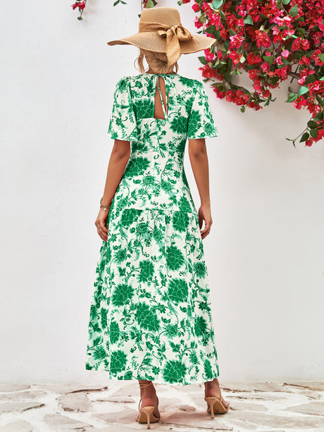 Floral Round Neck Tied Open Back Dress king-general-store-5710.myshopify.com