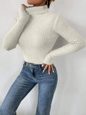 Ribbed Turtleneck Long Sleeve Sweater king-general-store-5710.myshopify.com