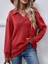 Collared Neck Dropped Shoulder Sweatshirt king-general-store-5710.myshopify.com