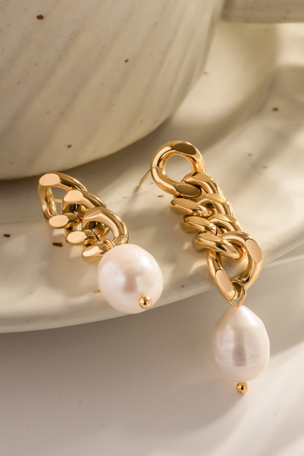 Stainless Steel Pearl Asymmetrical Earrings king-general-store-5710.myshopify.com