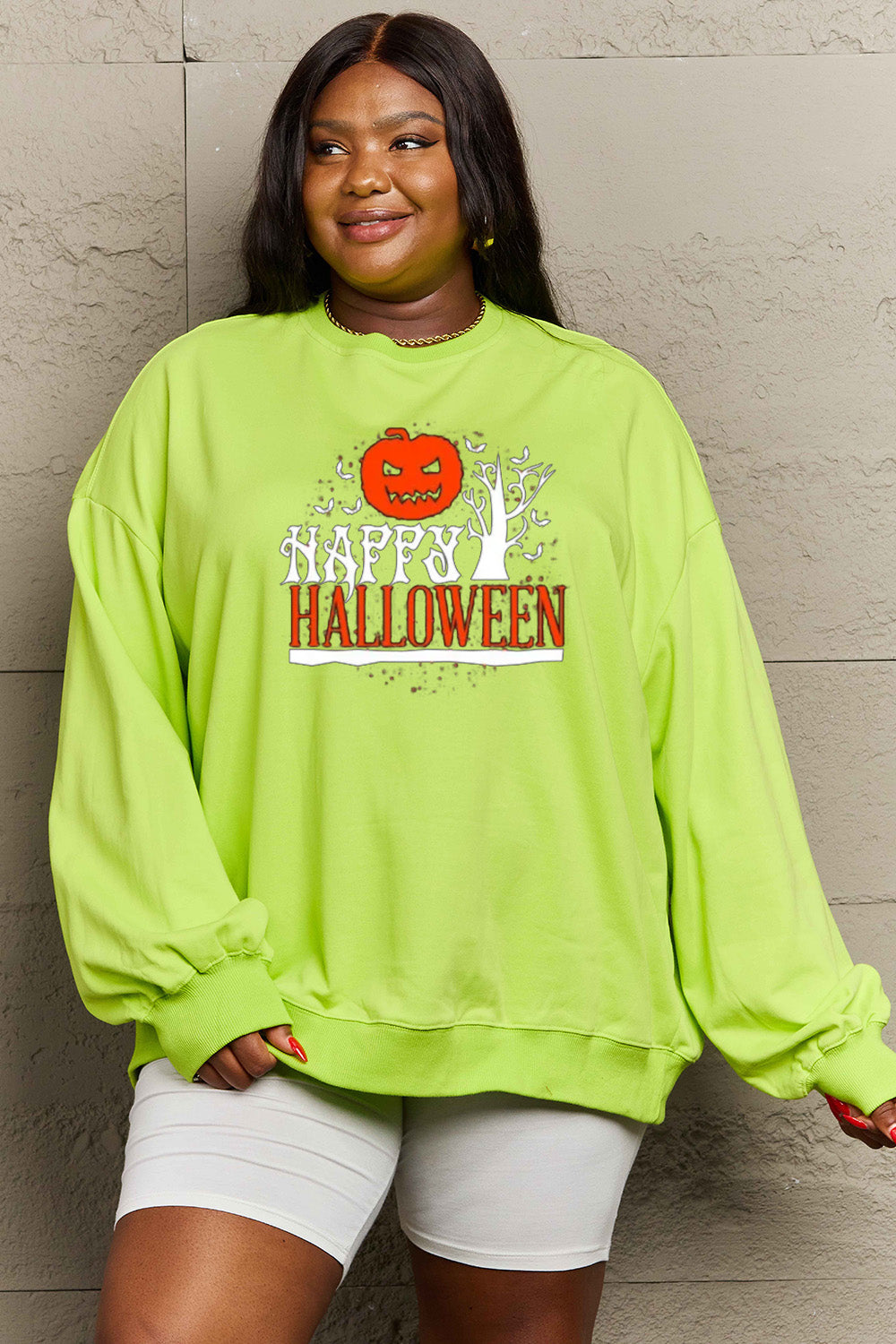 Simply Love Full Size HAPPY HALLOWEEN Graphic Sweatshirt king-general-store-5710.myshopify.com