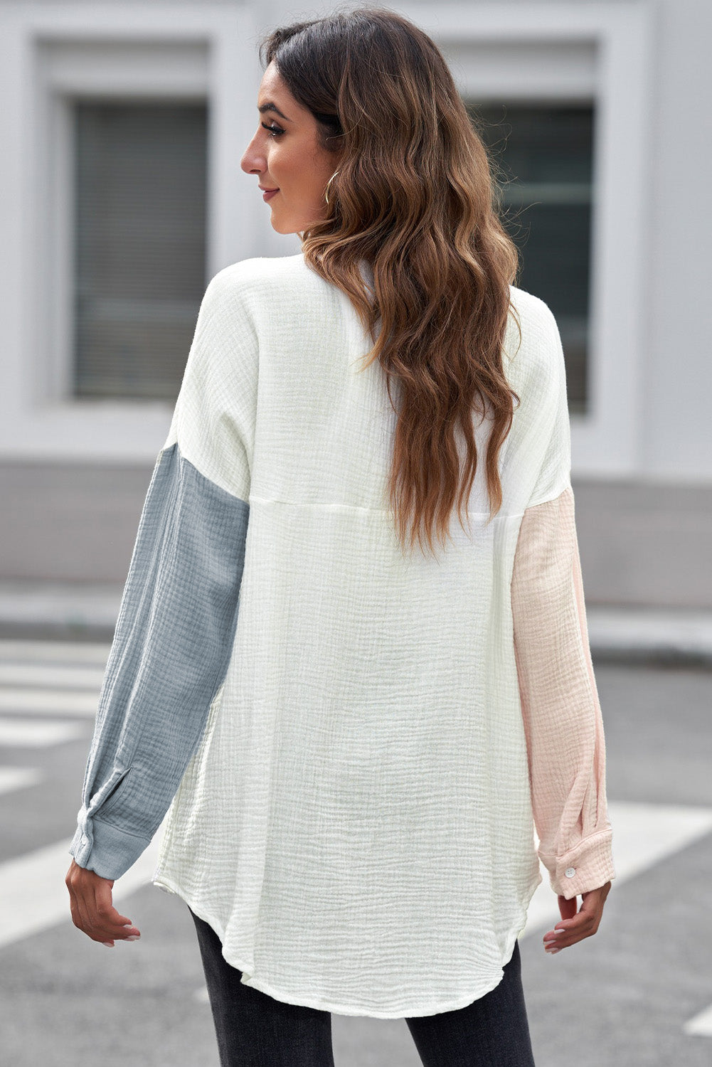 Textured Drop Shoulder Longline Shirt king-general-store-5710.myshopify.com