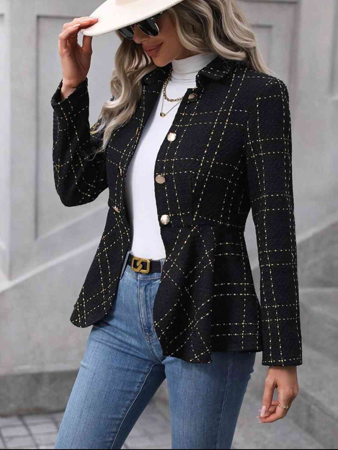 Ruffle Hem Collared Blazer king-general-store-5710.myshopify.com