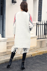 Geometric Fringe Hem Open Front Duster Cardigan king-general-store-5710.myshopify.com