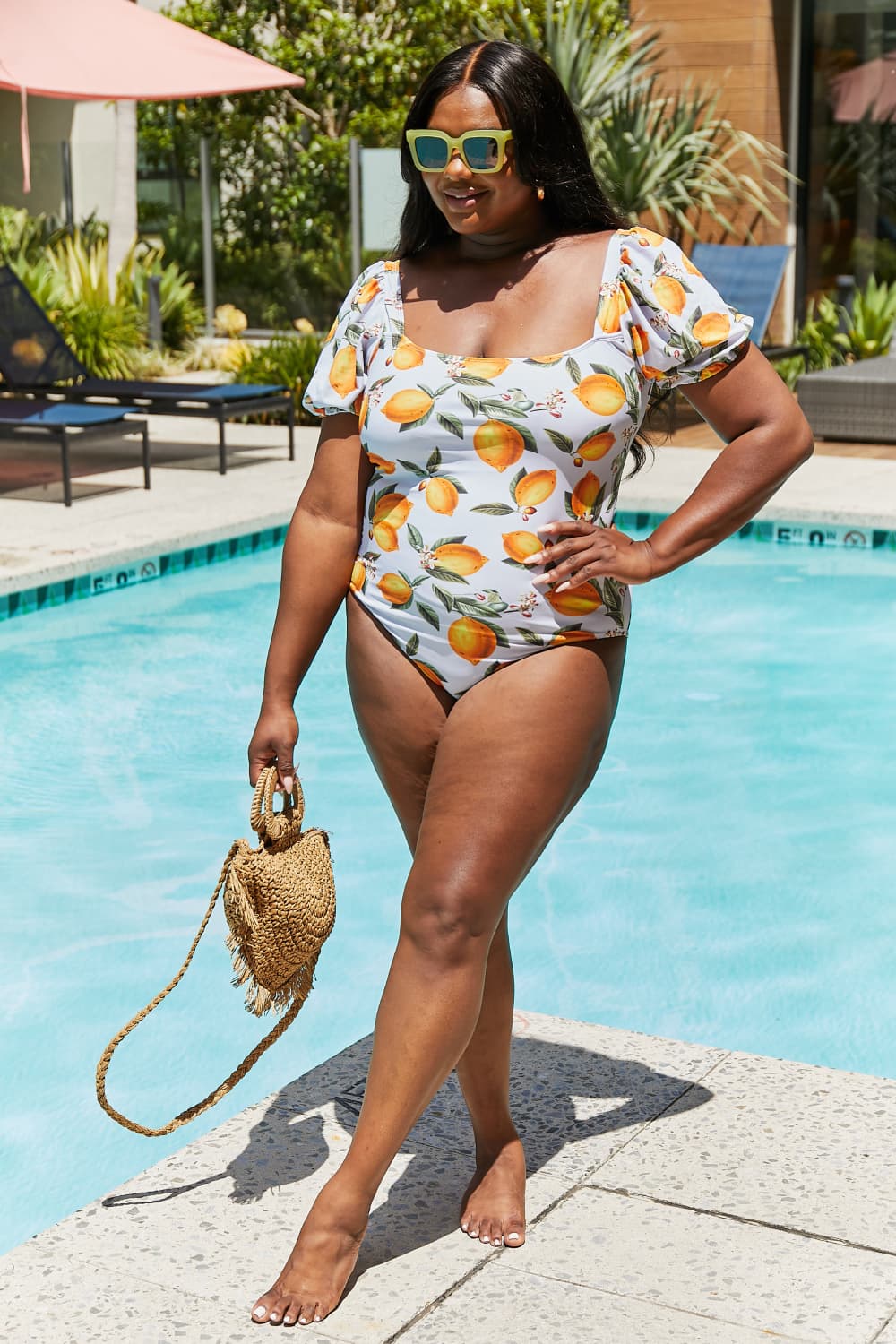 Marina West Swim Salty Air Puff Sleeve One-Piece in Citrus Orange king-general-store-5710.myshopify.com