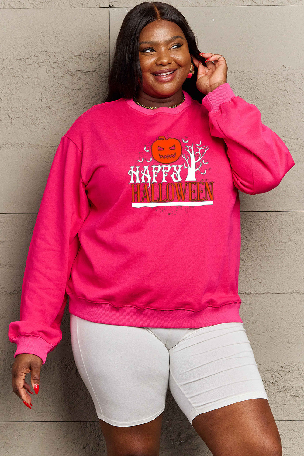 Simply Love Full Size HAPPY HALLOWEEN Graphic Sweatshirt king-general-store-5710.myshopify.com