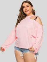 Plus Size Cold-Shoulder Round Neck Blouse king-general-store-5710.myshopify.com