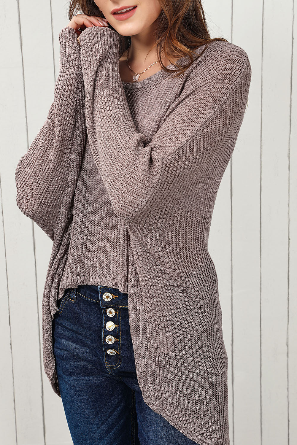 Round Neck High-Low Sweater king-general-store-5710.myshopify.com