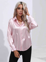 Collared Neck Buttoned Long Sleeve Shirt king-general-store-5710.myshopify.com