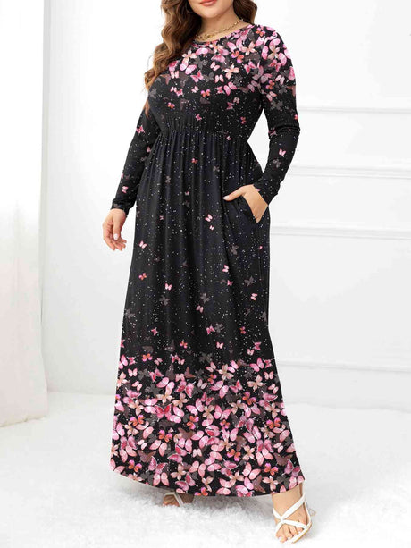 Plus Size Round Neck Maxi Dress with Pockets king-general-store-5710.myshopify.com