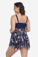 Plus Size Floral Two-Tone Asymmetrical Hem Two-Piece Swimsuit king-general-store-5710.myshopify.com