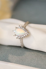 Platinum-Plated Opal Pear Shape Ring king-general-store-5710.myshopify.com