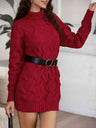 Cable-Knit Turtleneck Sweater Dress king-general-store-5710.myshopify.com