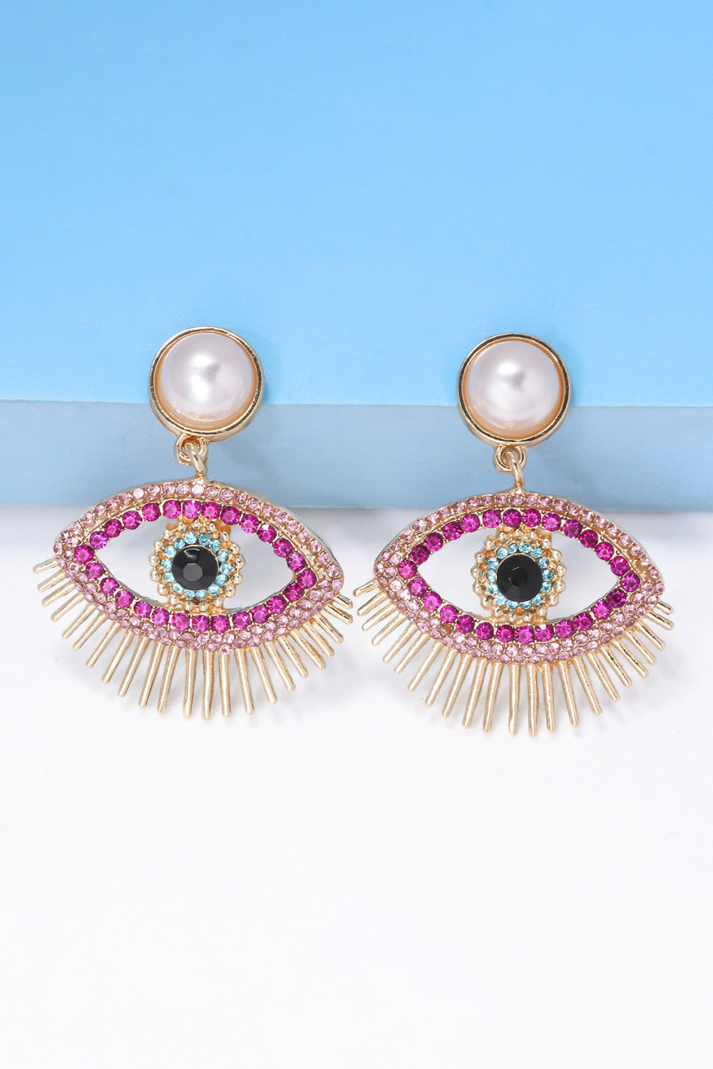 Evil Eye Shape Rhinestone Zinc Alloy Synthetic Dangle Earrings king-general-store-5710.myshopify.com