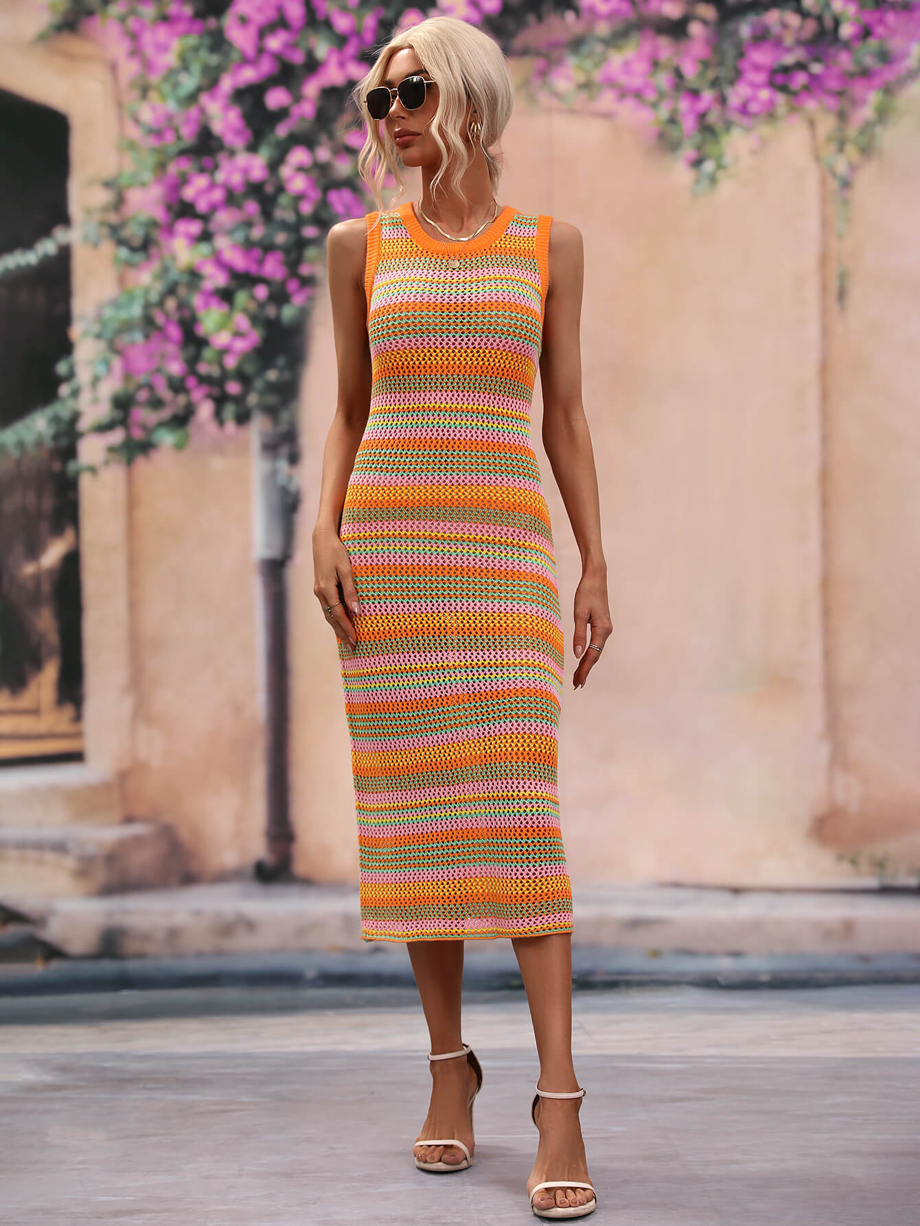 Striped Round Neck Sleeveless Midi Cover Up Dress king-general-store-5710.myshopify.com