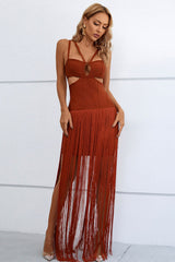 Cutout Strappy Neck Fringe Dress king-general-store-5710.myshopify.com