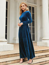 Tie Front Round Neck Long Sleeve Maxi Dress king-general-store-5710.myshopify.com