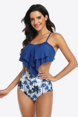 Botanical Print Ruffled Two-Piece Swimsuit king-general-store-5710.myshopify.com