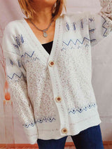 Geometric Button Front Long Sleeve Cardigan king-general-store-5710.myshopify.com