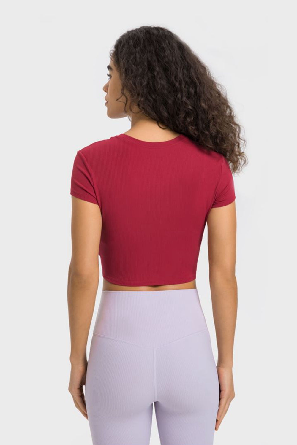 Round Neck Short Sleeve Cropped Sports T-Shirt king-general-store-5710.myshopify.com