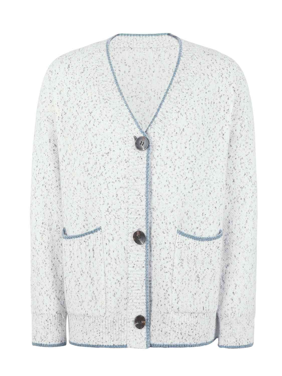 Button Down V-Neck Cardigan with Pockets king-general-store-5710.myshopify.com