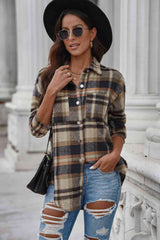 Plaid Curved Hem Dropped Shoulder Longline Shirt Jacket king-general-store-5710.myshopify.com