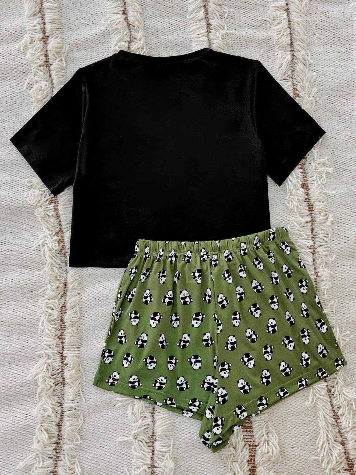 Graphic Tee and Panda Print Shorts Lounge Set king-general-store-5710.myshopify.com