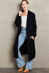 Double Take Waffle Knit Open Front Duster Cardigan With Pockets king-general-store-5710.myshopify.com