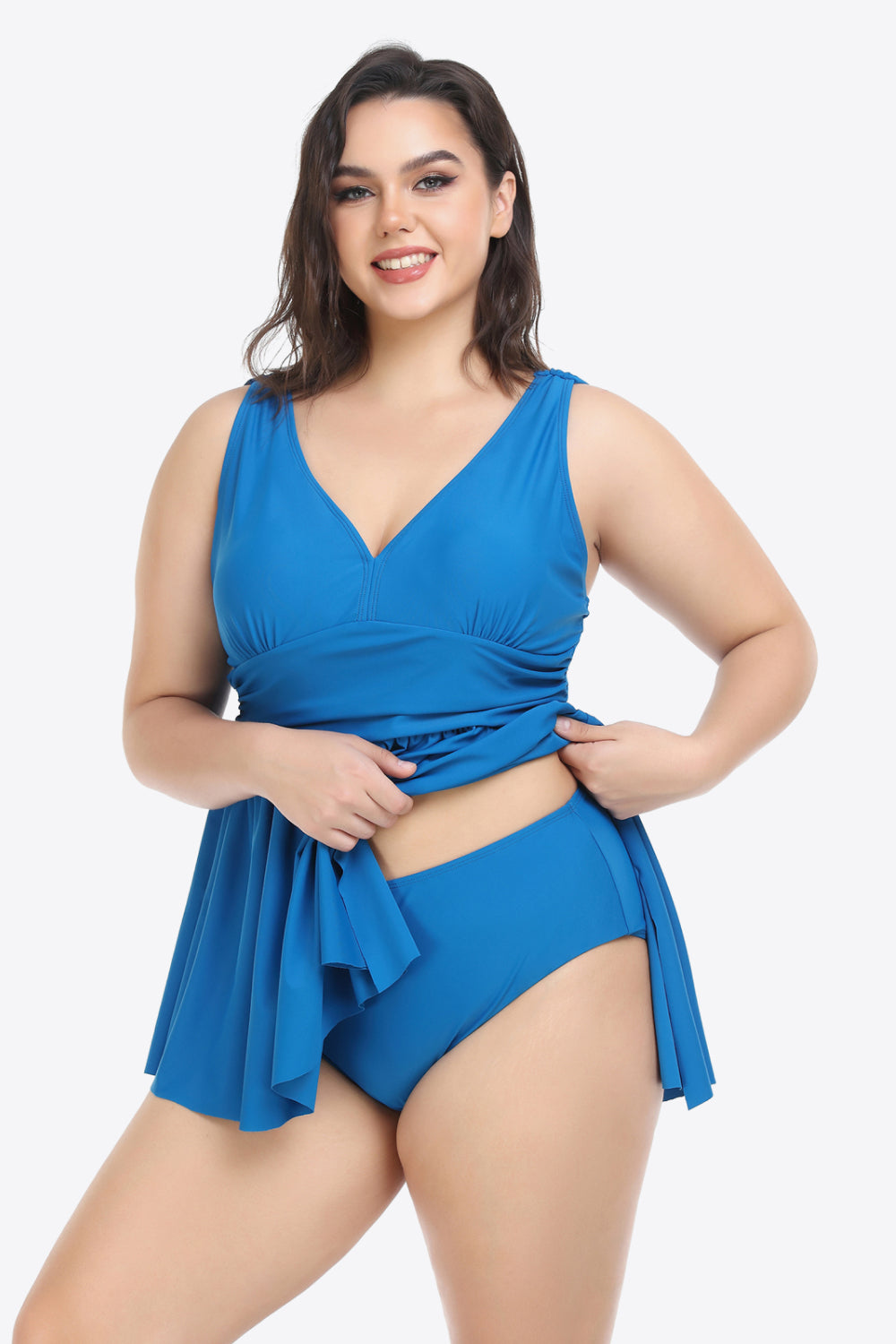 Plus Size Plunge Sleeveless Two-Piece Swimsuit king-general-store-5710.myshopify.com