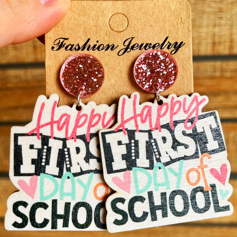 School Theme Wooden Dangle Earrings king-general-store-5710.myshopify.com