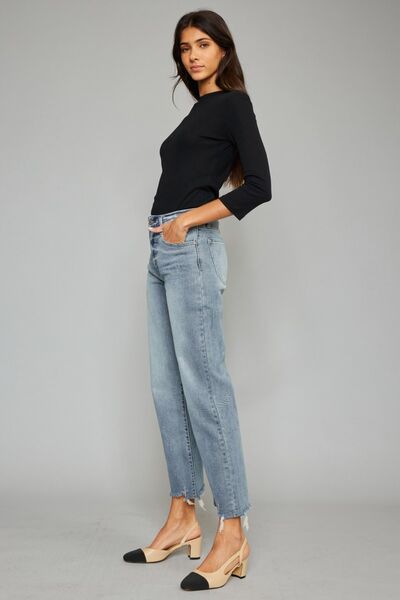 Kancan High Waist Raw Hem Cropped Wide Leg Jeans king-general-store-5710.myshopify.com