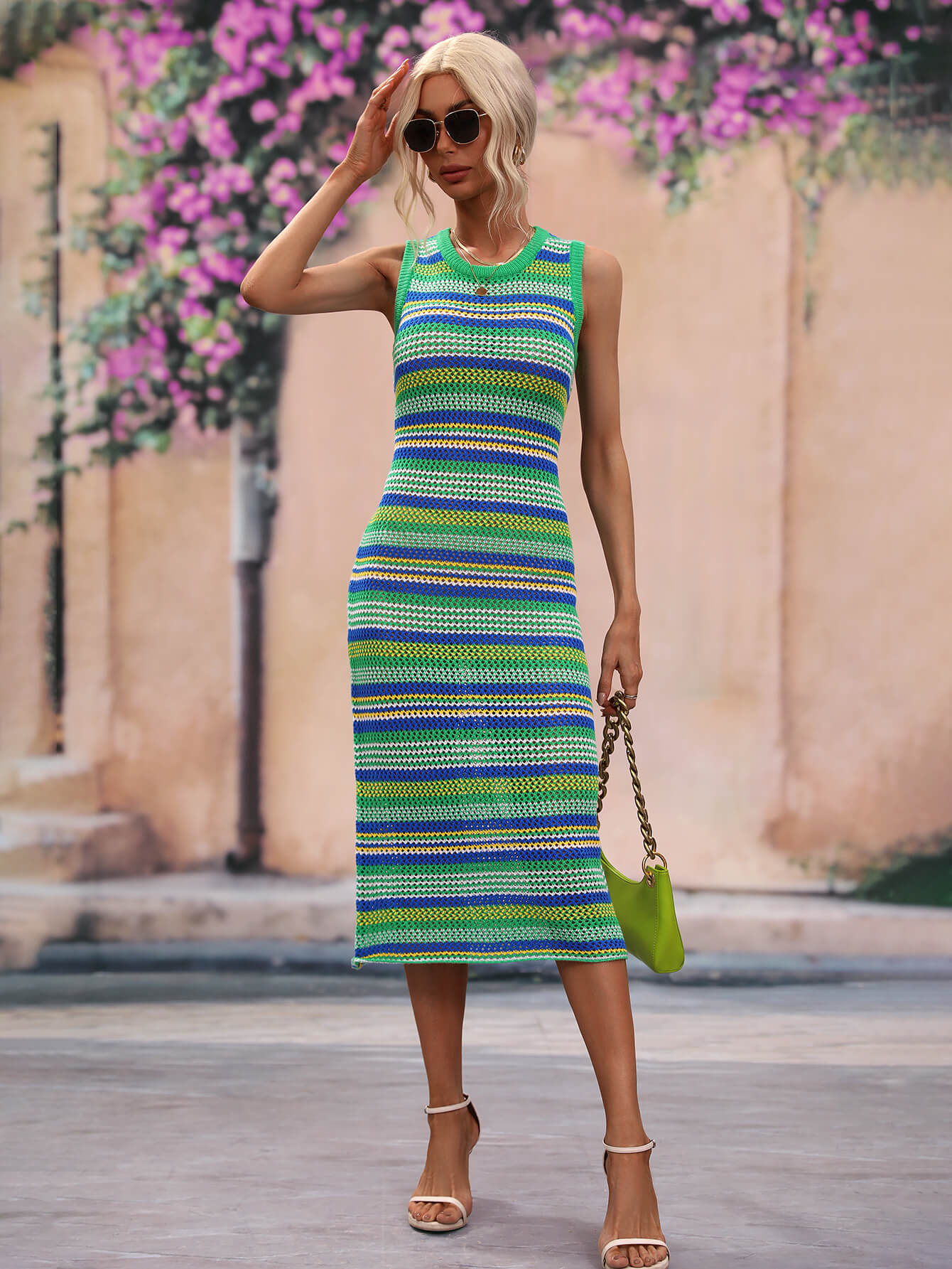 Striped Round Neck Sleeveless Midi Cover Up Dress king-general-store-5710.myshopify.com