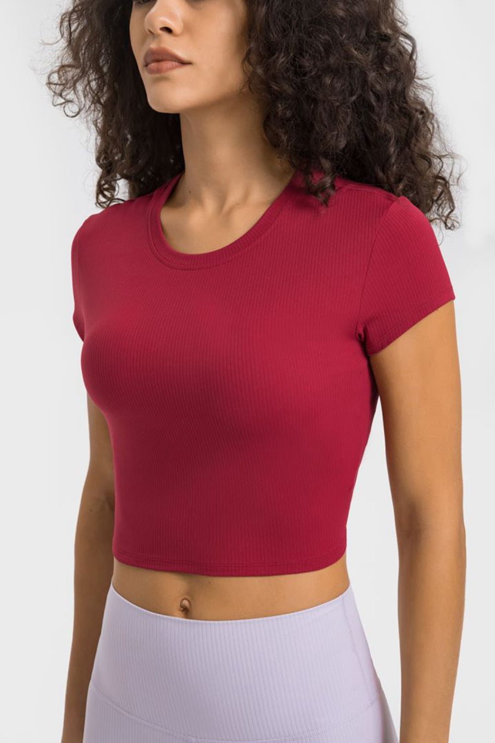 Round Neck Short Sleeve Cropped Sports T-Shirt king-general-store-5710.myshopify.com