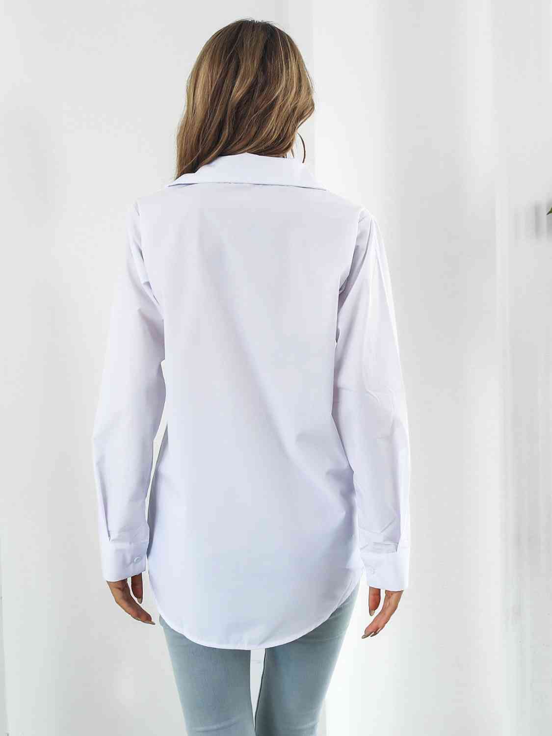 Collared Neck Buttoned Shirt with Pockets king-general-store-5710.myshopify.com