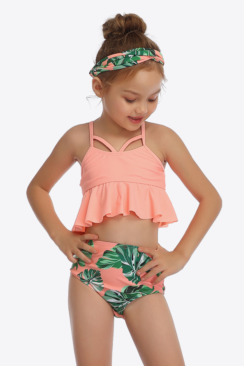 Botanical Print Crisscross Ruffled Two-Piece Swim Set king-general-store-5710.myshopify.com